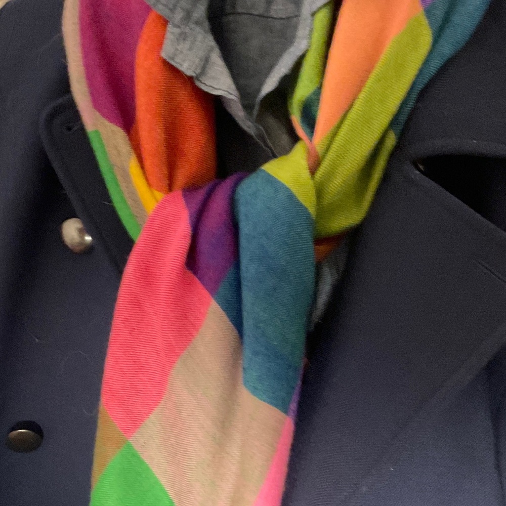 Yaser Shaw Kashmir large multicolored buffalo check shawl/scarf 39 x 79 inches